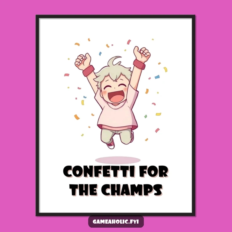 Free Printable Wall Art: Confetti Victory Leap Digital Download for Festive Decor