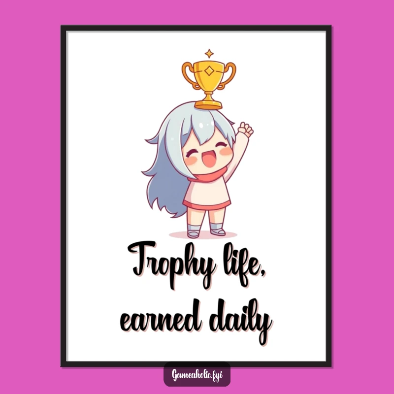 Free Printable Winner Wall Art: Golden Trophy Joy, Motivational Downloadable Decor