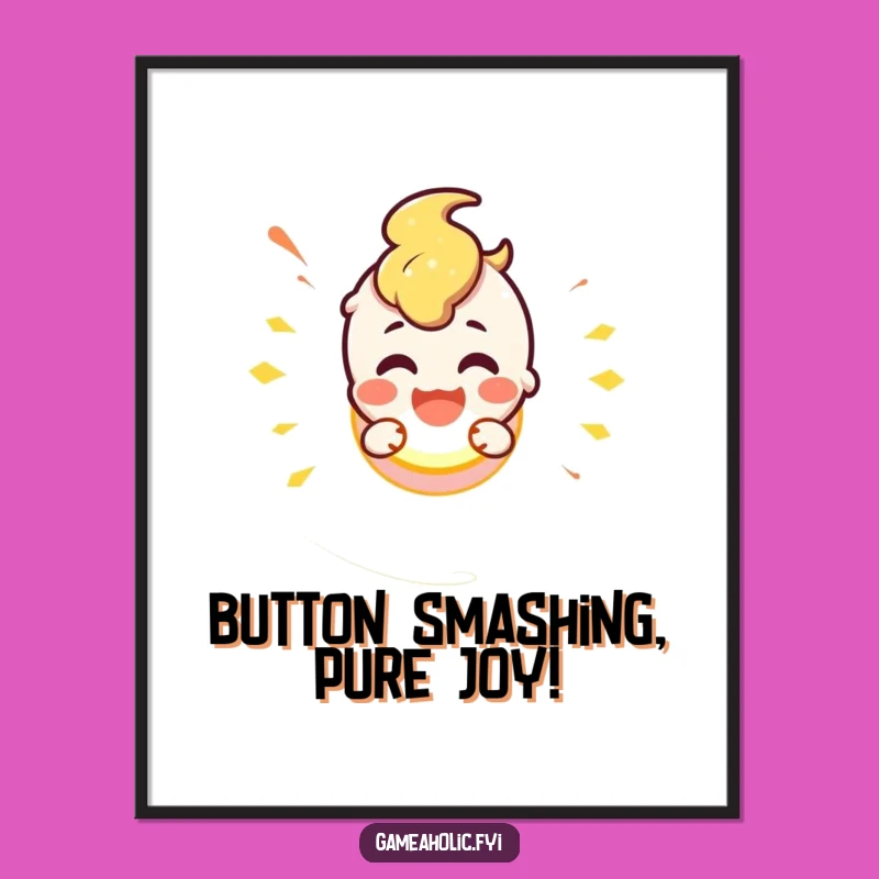 Funny Free Printable Button Smash Wall Art: Cute Character Downloadable Decor