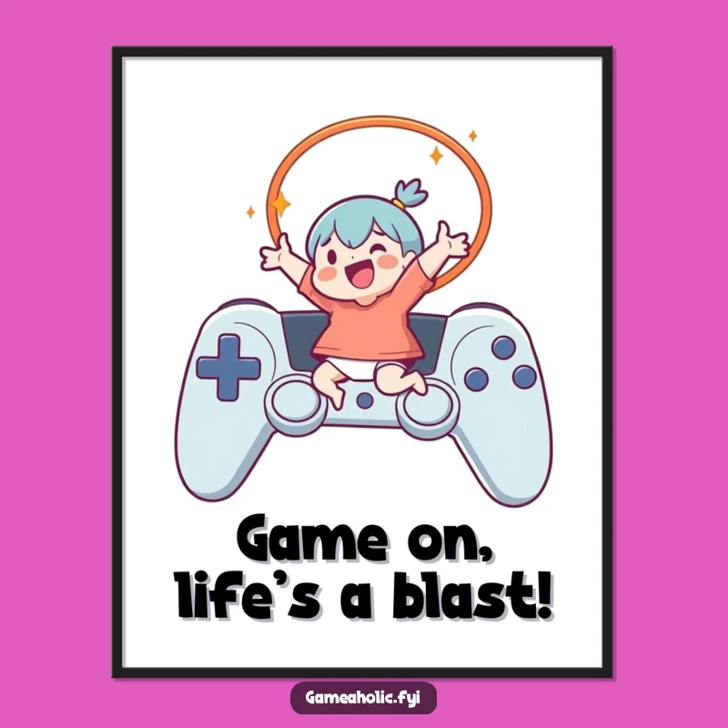 Funny Free Printable Wall Art: Leaping Gamer Poster for Gaming Room Downloadable