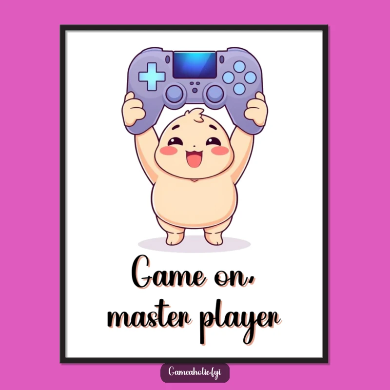 Funny Free Printable Wall Art: Chubby Gamer Victory Pose - Downloadable Art for Gamers