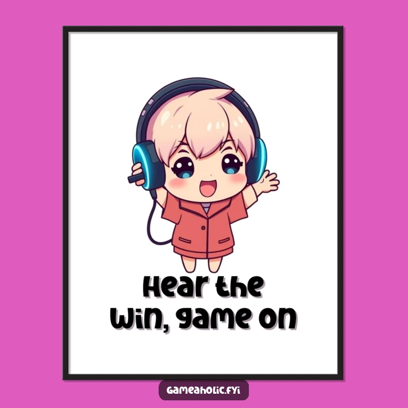 Free Printable Gamer Art: Glowing Headset Decor, Downloadable Gift