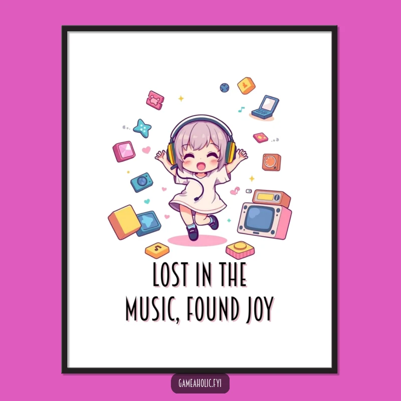 Free Printable Wall Art: Dancing Gamer Character, Fun Downloadable Decor