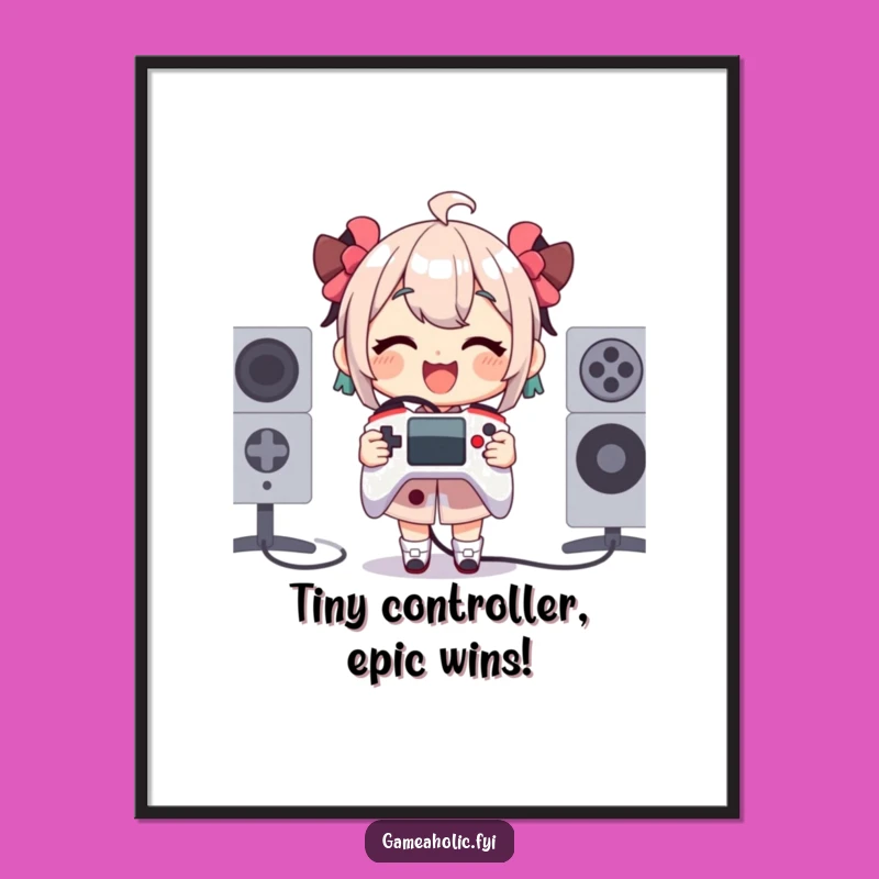Funny Free Printable Wall Art: Tiny Controller Gamer Poster Downloadable