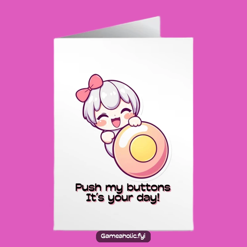 Free Printable Birthday Card: Funny Button Masher Character DIY Gift