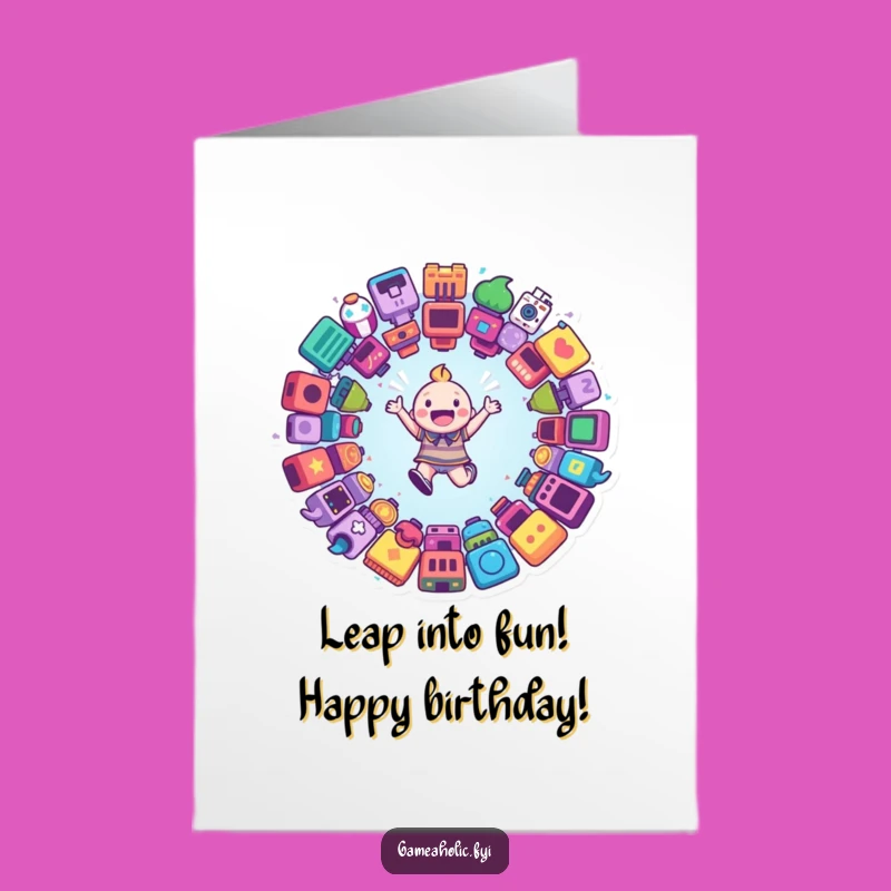 Free Printable Birthday Card: Gamer Portal Leaper Funny DIY Gift