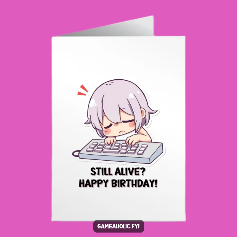 Free Printable Keyboard Slump Birthday Card: Funny Exaggerated Sigh Downloadable