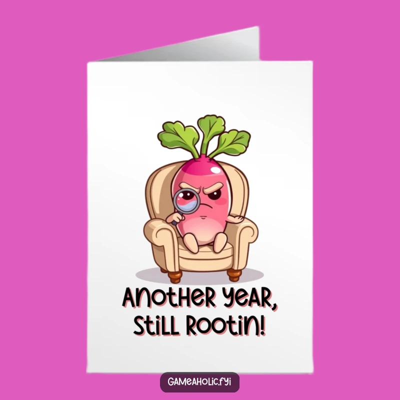 Funny Free Printable Birthday Card: Grumpy Radish's Scrutiny - Unique Gift