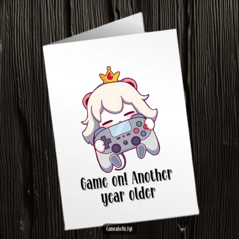 Funny Free Printable Birthday Card, a gamer hugging their controller like a precious trophy, pure joy.