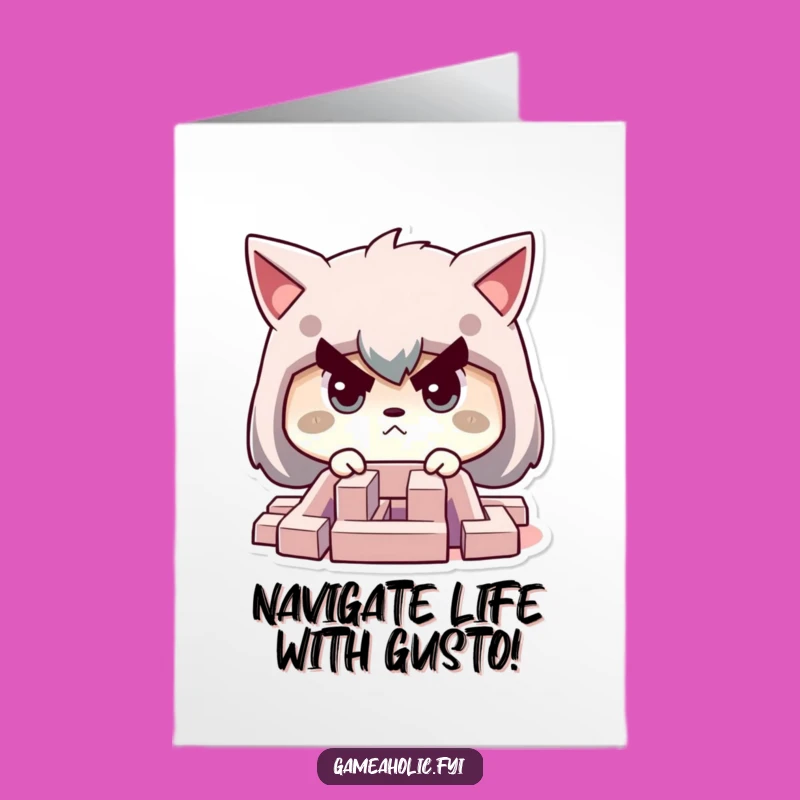 Free Printable Maze Birthday Card: Determined Focus, Funny Challenge, Downloadable Gift