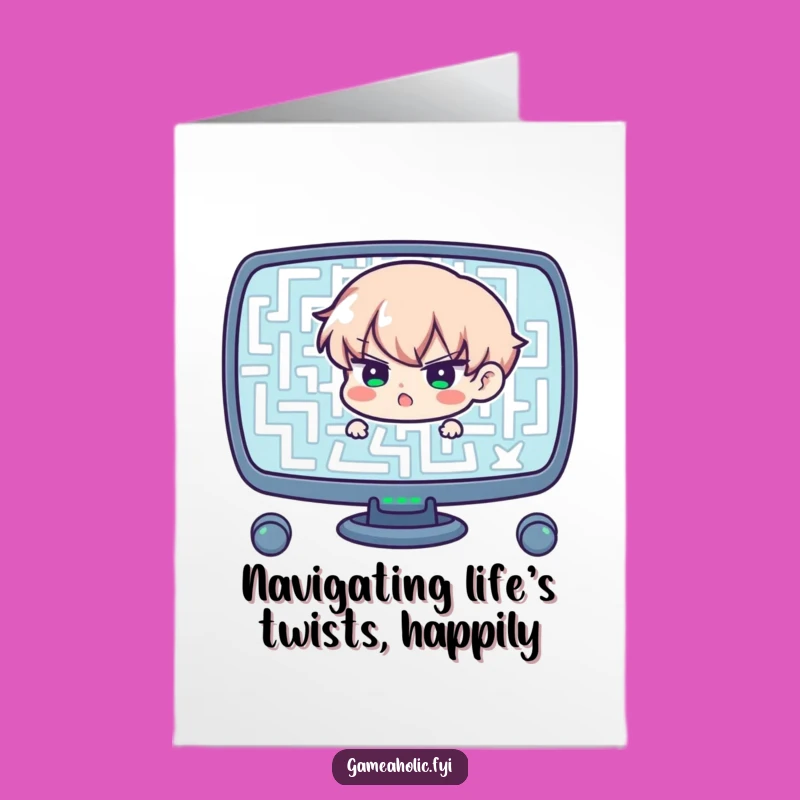 Free Printable Funny Birthday Card: Maze Challenge Humor Downloadable Gift