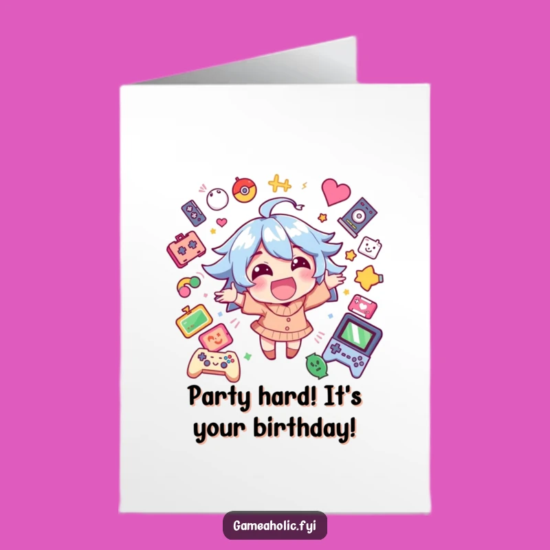 Free Printable Birthday Card: Excited Gamer Vibes, Downloadable Party Fun!