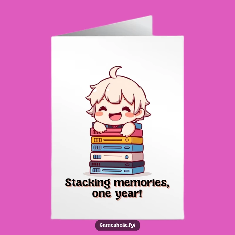 Free Printable Gamer Birthday Card: Stacked Games Grin Funny Downloadable Gift