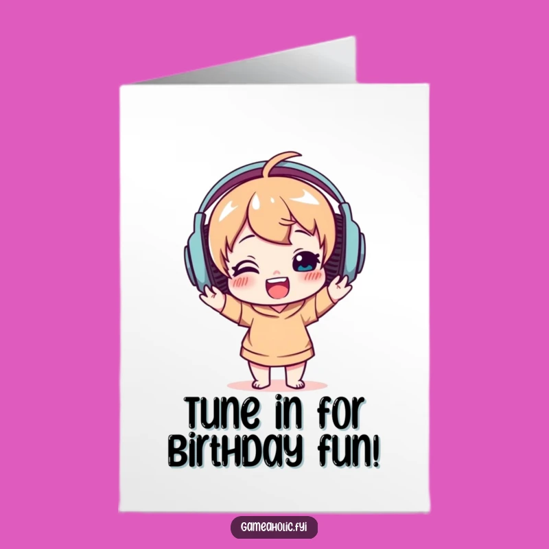 Free Printable Birthday Card: Music Lover Headphone Character Funny