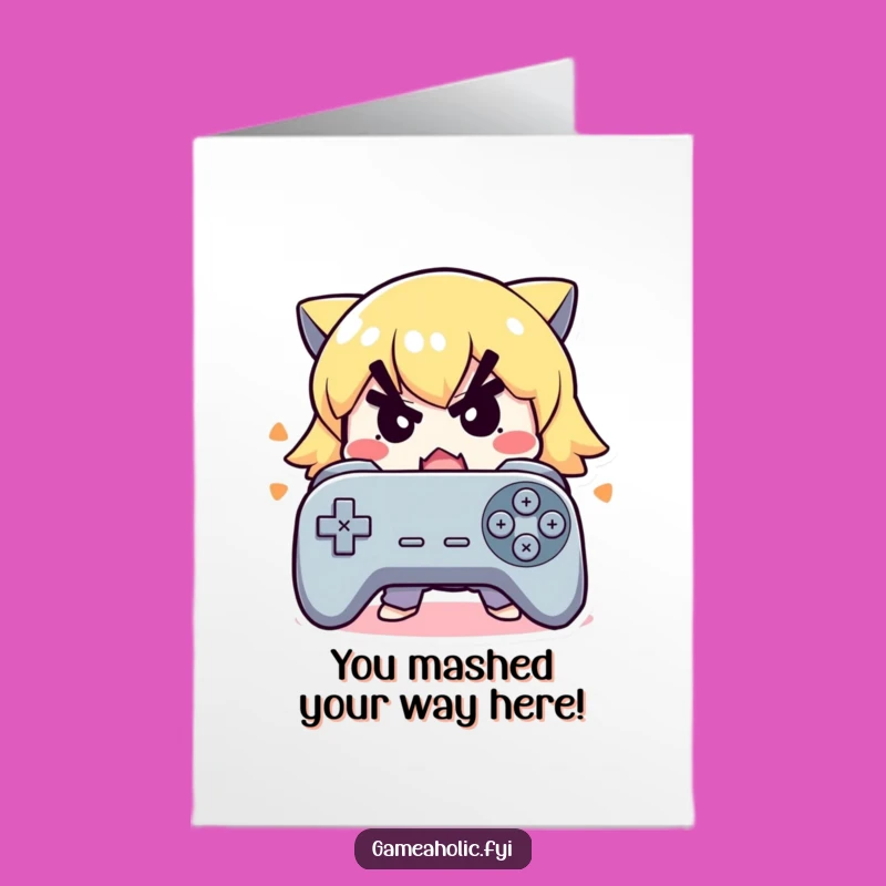 Congrats Free Printable Card: Focused Gamer Character - You Did It! Downloadable!