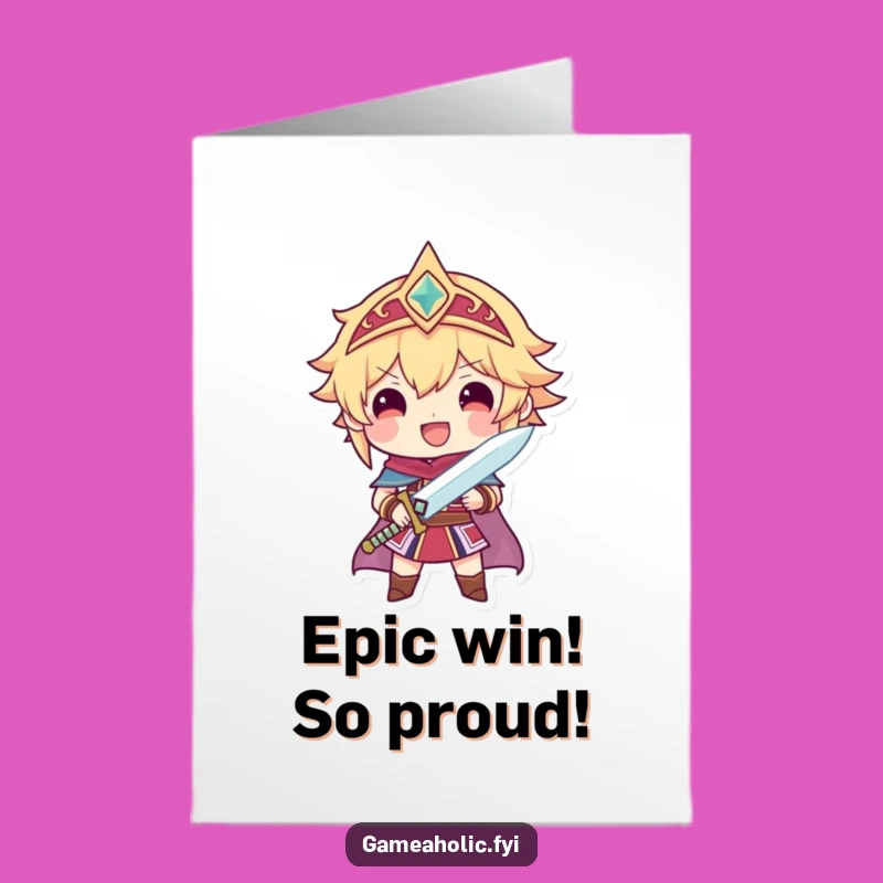 Free Printable Congrats Card: Funny Gamer Hero Achievement, Downloadable Gift