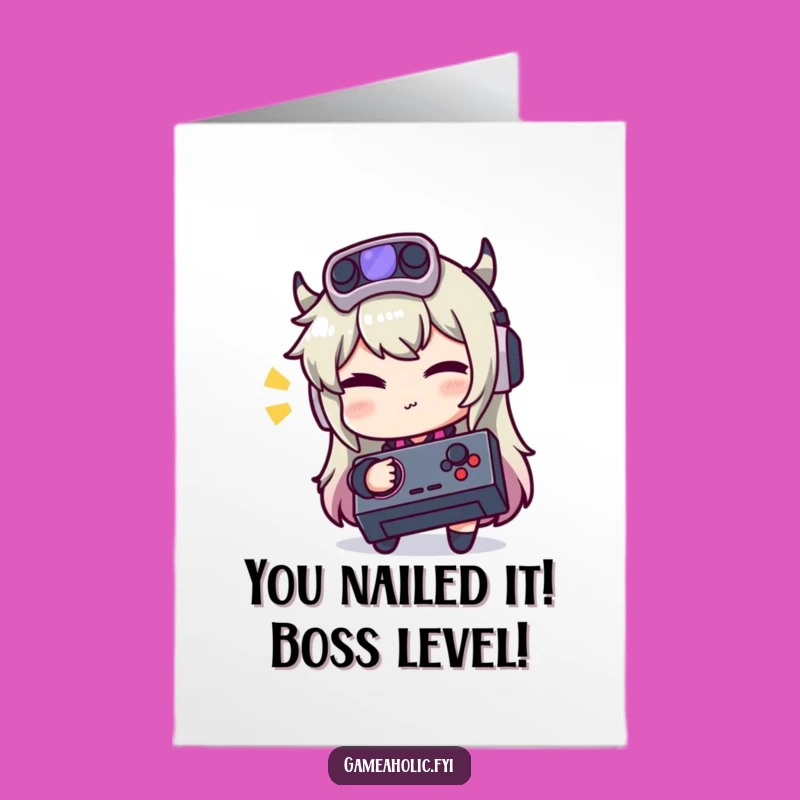 Free Printable Congrats Card: Winking Gamer Joystick Funny Downloadable