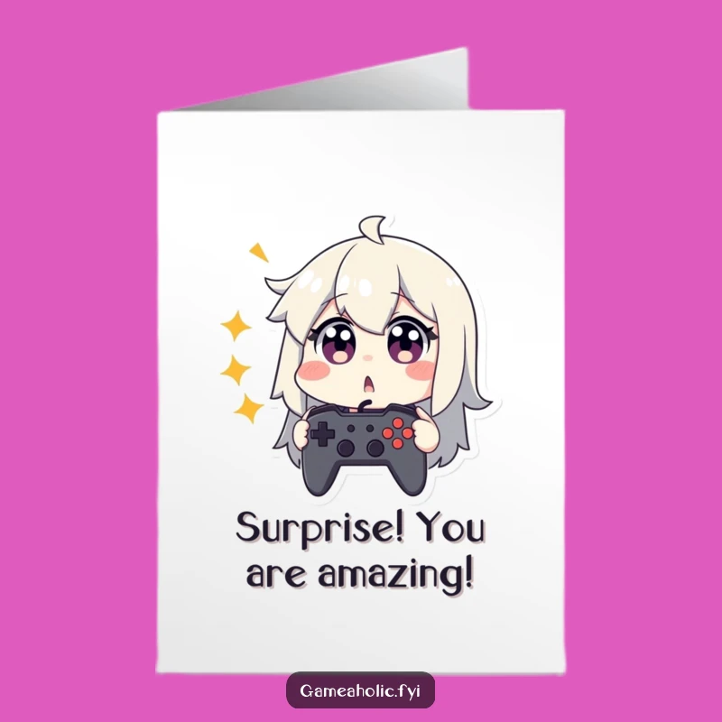 Free Printable Congrats Card: Shocked Gamer Controller Digital Download for Wins