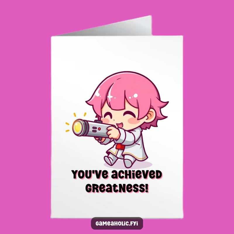 Free Printable Congrats Card: Funny Gamer Aiming Victory, Downloadable Gift