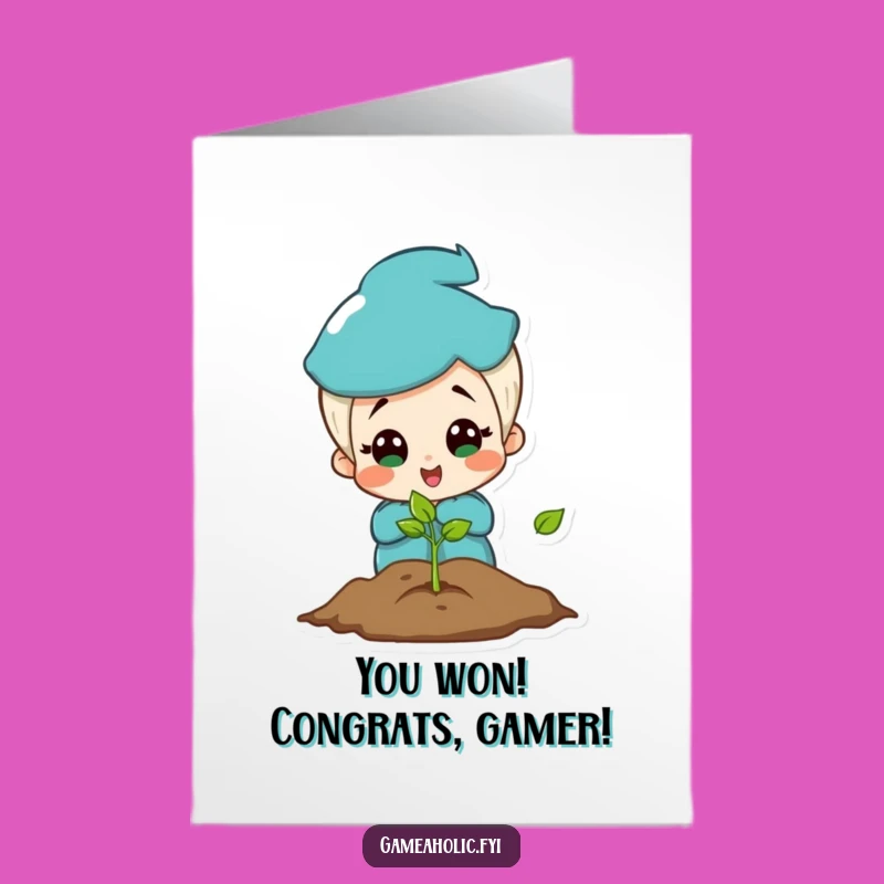Free Printable Congrats Card: Shocked Gamer Celebrates Big Win, Downloadable Joy!