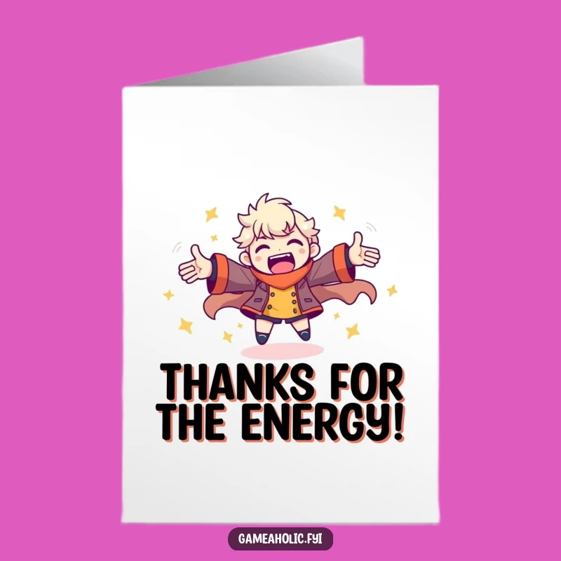 Free Printable Gamer Thank You Card: Funny Downloadable Appreciation for Energy