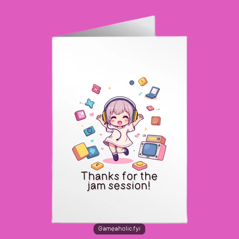 Free Printable Thank You Card: Dancing Gamer, Humorous Downloadable Gift