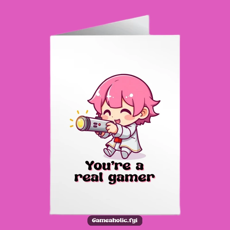 Free Printable Thank You Card: Funny Gamer Aiming Gratitude, Downloadable