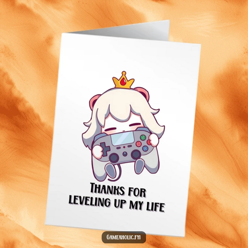 Funny Free Printable Thank You Card, a happy gamer tightly hugging their controller, expressing gratitude.