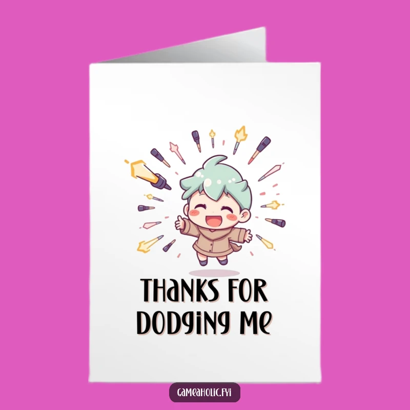 Free Printable Funny Thanks Card: Digital Dodge Action Humor Downloadable Gift