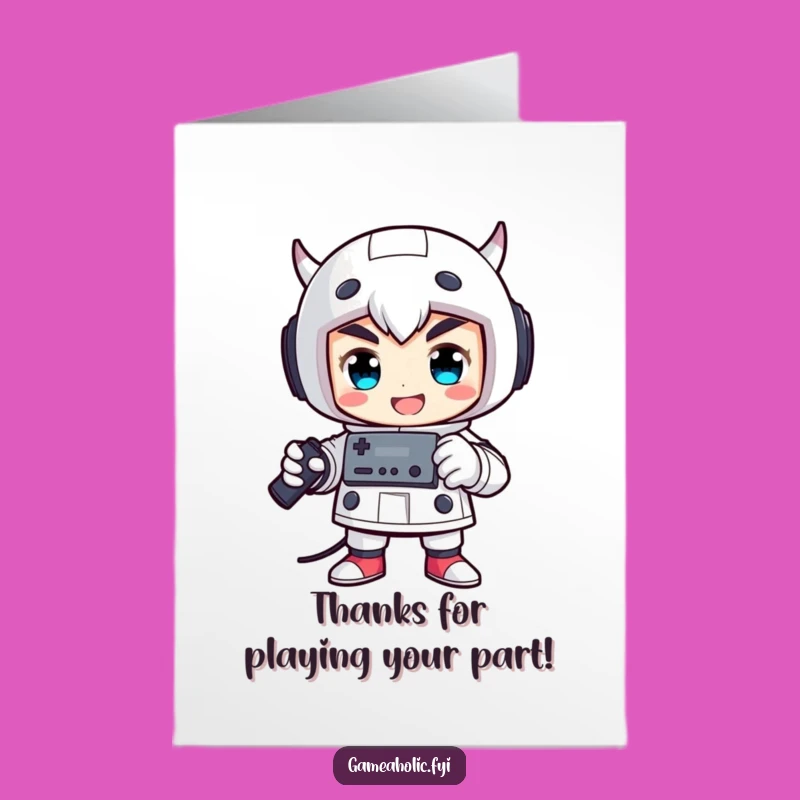 Free Printable Thank You Card: Victorious Gamer Pose, Fun Controller Thank You Downloadable Gift