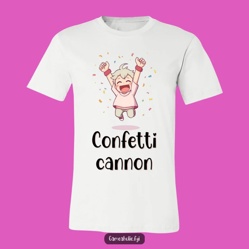 Funny Celebration T-Shirt: Express Your Joy with Wild Cheering and Confetti