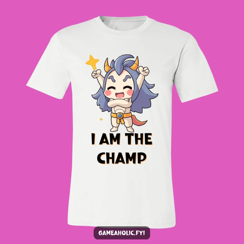 Funny Victory Tee: Triumphant Character Pose Shirt for Ultimate Wins