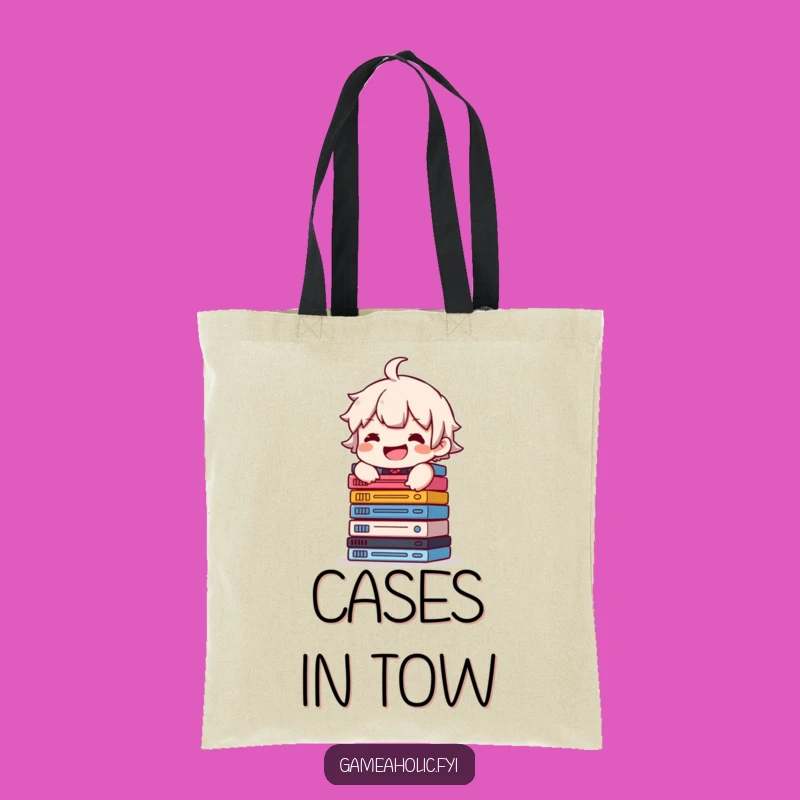 Funny Tote Bag: Game Case Stack, Collector's Carry-All & Practical Funny Gift
