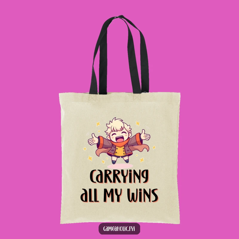 Funny Gamer Energy Tote Bag: Spinning Pose for Carrying Fun
