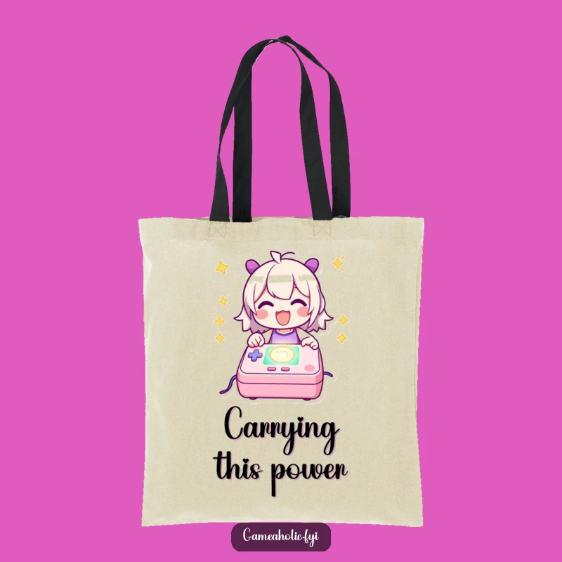 Funny Power Up Tote Bag - Carry Your Console Charging Gear